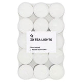 Superdrug Un-fragranced Tea Light Candles 30 Pack