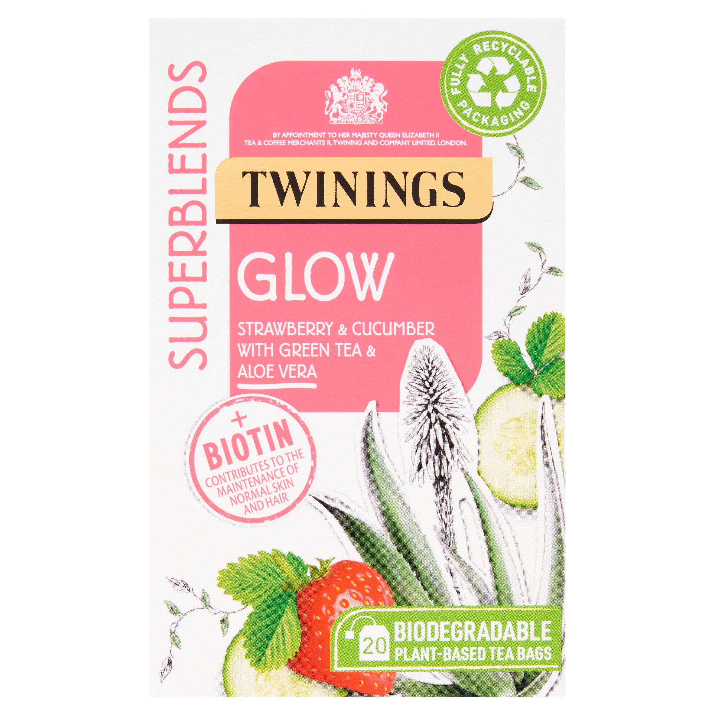 Twinings Superblends Glow with Strawberry, Cucumber & Green Tea, 20 Tea Bags GOODS Sainsburys