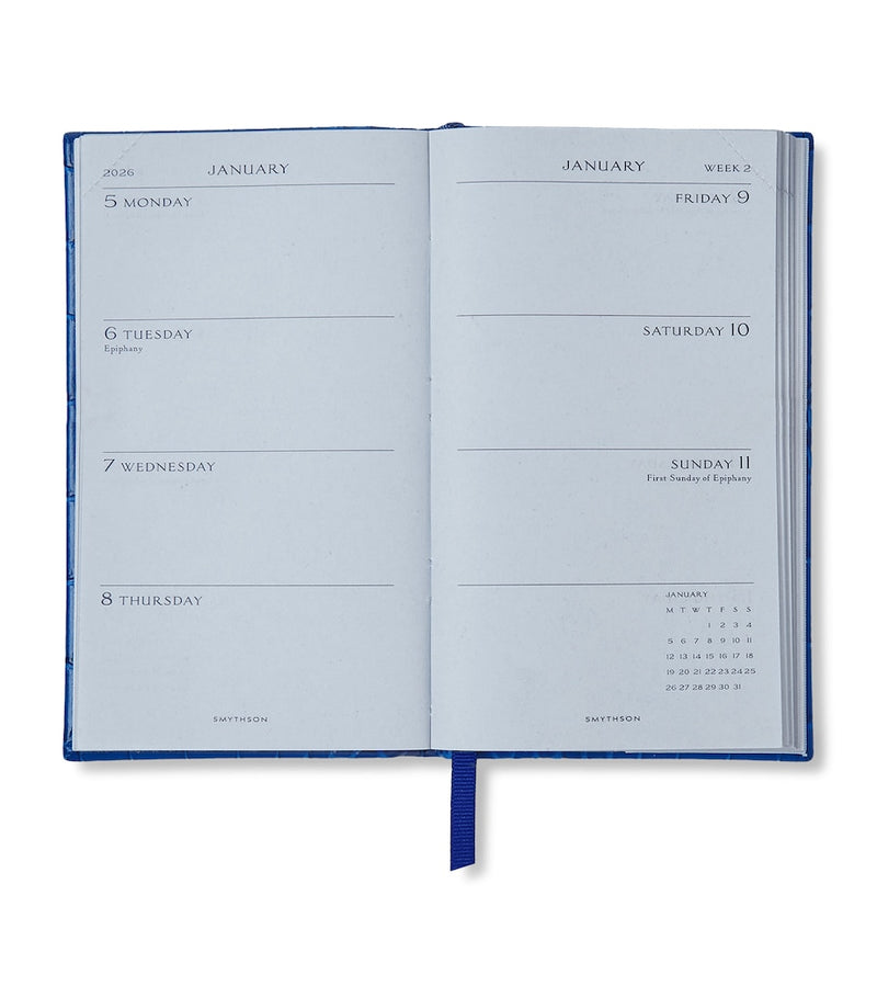 Smythson Mara leather croc-embossed Panama 2026 pocket diary (British brand)