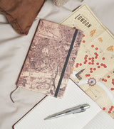 London 1877 Canvas Map Notebook and Aluminium Rollerball Pen Set, Approx 21x13cm