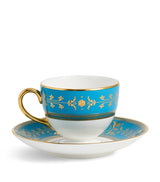 Bone China Teacup and Saucer with 22-Karat Gold Detailing, 175ml Capacity
