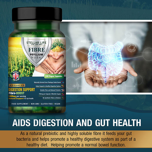 Stellar Life 240 x Psyllium Husk Fibre Supplement Capsules GOODS Superdrug