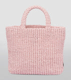 Prada small crochet tote bag with raffia-effect yarn, imported from the UK