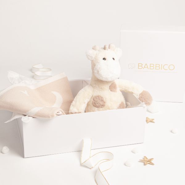 Babbico Beige Giraffe Toy And Star Blanket Baby Gift Set - McGrocer
