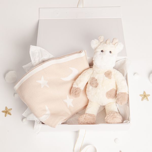 Babbico Beige Giraffe Toy And Star Blanket Baby Gift Set - McGrocer
