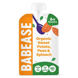 Babease Baby Food Organic Sweet Potato Peas & Spinach Pouch 6mths+ 100g - McGrocer