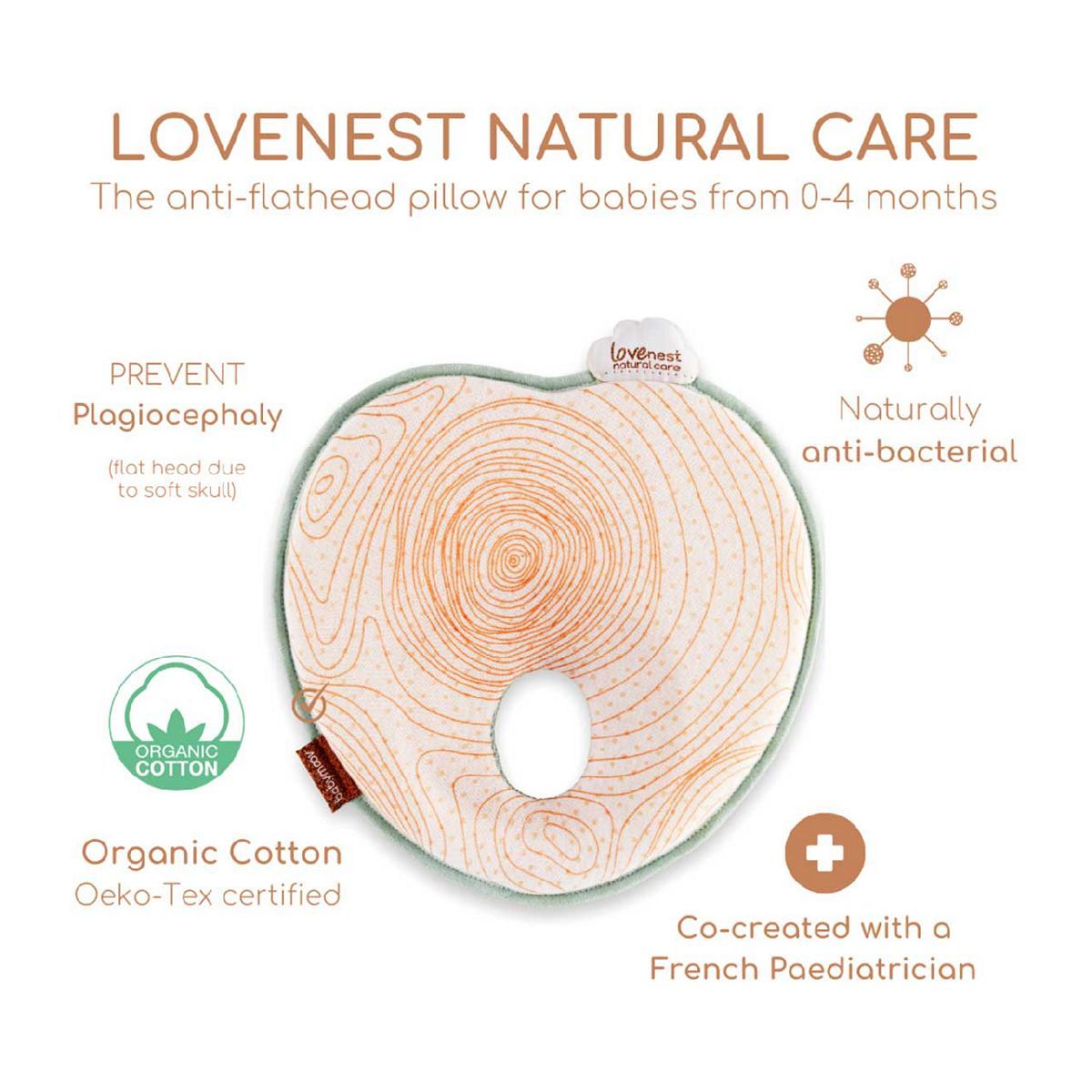 Babymoov Lovenest Original antibacterial head support natural care - McGrocer