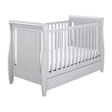 Babymore Stella Sleigh Cot Bed Dropside with Drawer - Grey - McGrocer