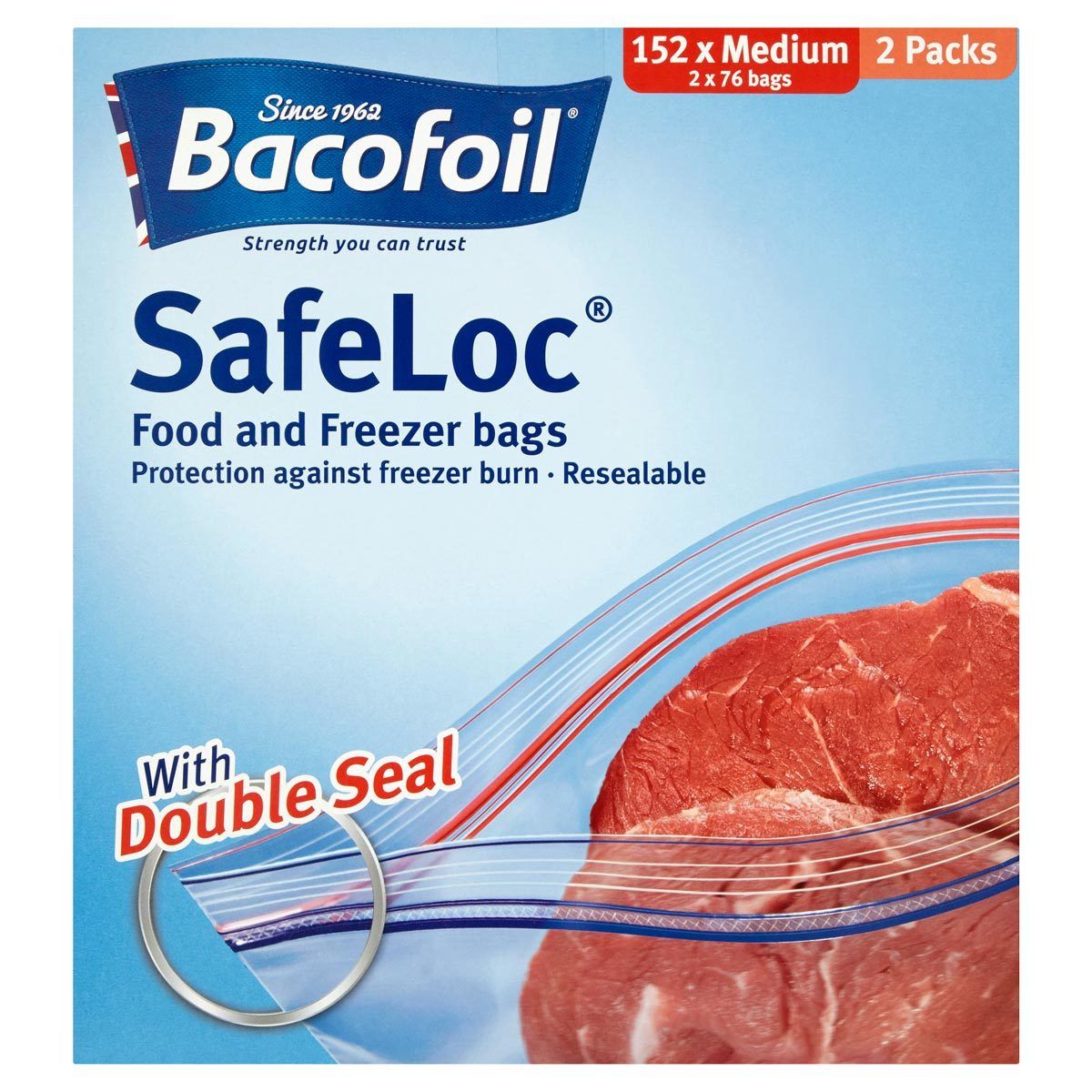 Bacofoil Safeloc® Food and Freezer Medium Bags,152 Pack - McGrocer
