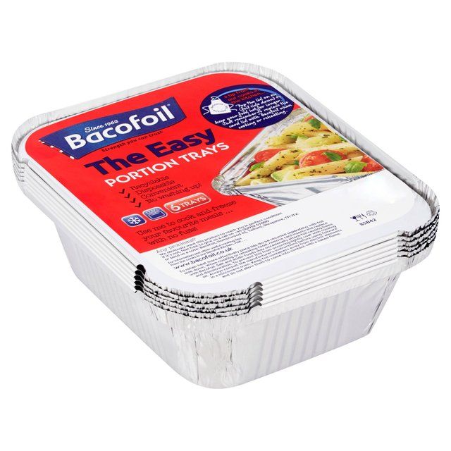 Bacofoil Small Portion Trays & Lids 13x4.1cm 6 per pack - McGrocer