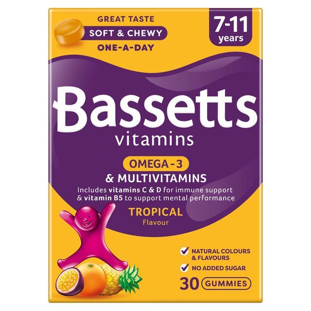 Bassetts Tropical Omega 3 & Multivitamins 7-11yrs 30 per pack - McGrocer