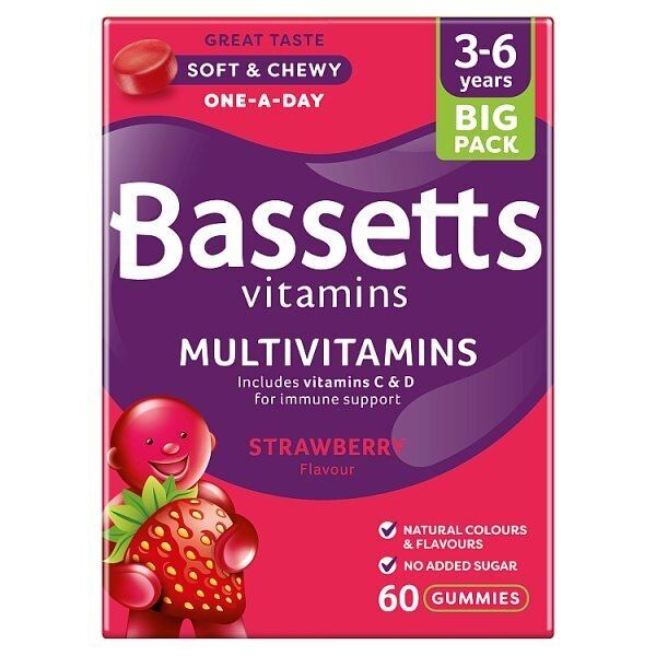 Bassetts Vitamins Multivitamins Strawberry 3-6 Years 60s - McGrocer