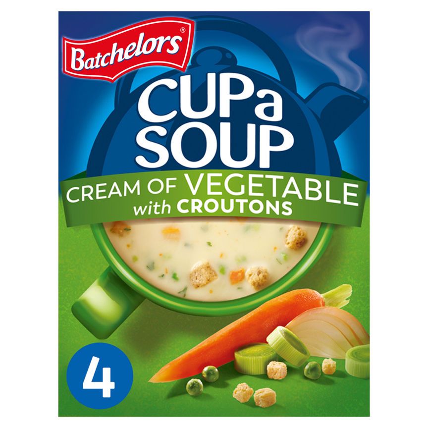 Batchelors Cup a Soup Cream of Vegetable with Croutons 4 Instant Soup Sachets - McGrocer