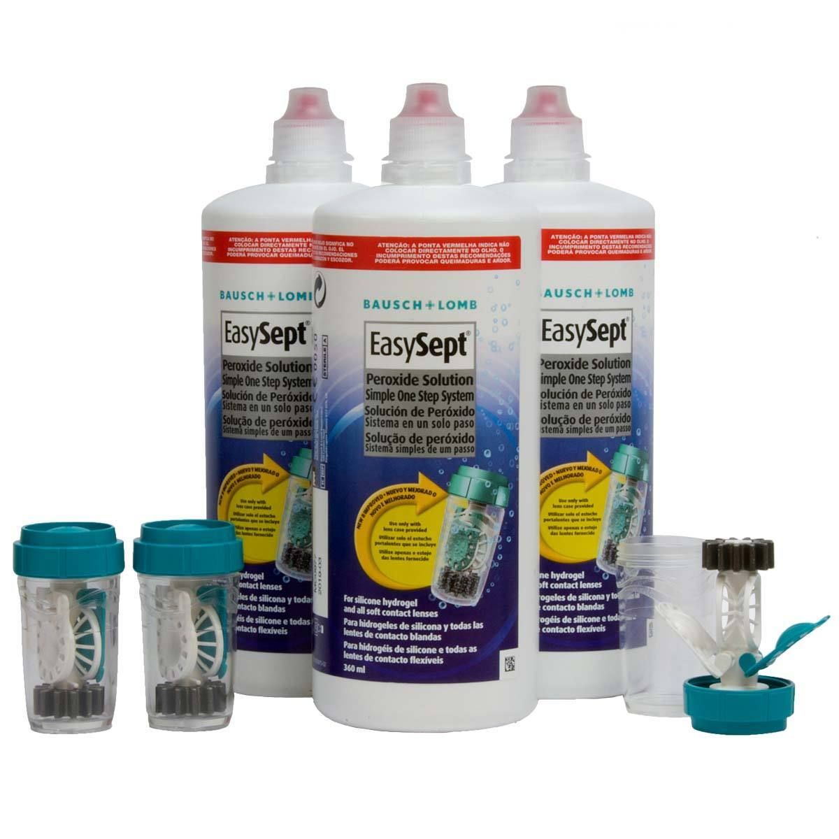 Bausch & Lomb EasySept Peroxide Solution, 3 x 360ml (3 Months Supply) - McGrocer