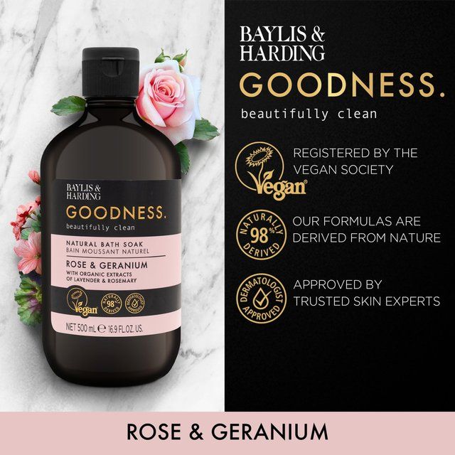 Baylis & Harding Goodness Rose & Geranium Bath Soak 500ml - McGrocer