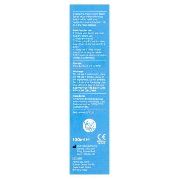 Superdrug Saline Nasal Spray 100ml GOODS Superdrug