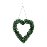 Livingandhome Heart Wreath Green Leaves 35cm, imported from the UK