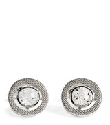Tateossian Rhodium-Plated Cubic Zirconia Halo Round Cufflinks