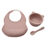 Bambino Pink Silicone Bib Bowl and Spoon Set
