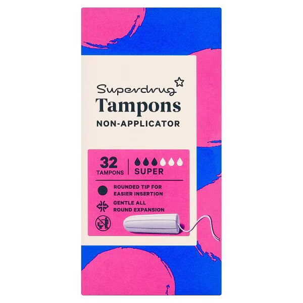 Superdrug Non Applicator Tampons 32 Pack (British brand)