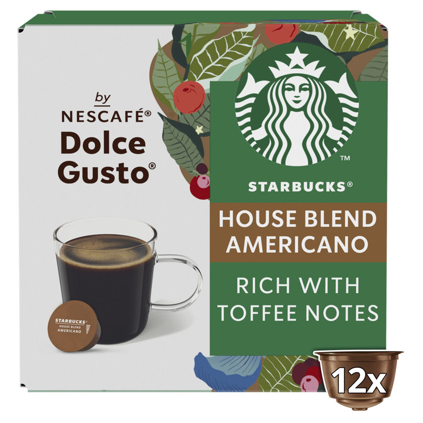 Starbucks by Nescafe Dolce Gusto Americano House Blend Medium Roast Coffee Pods 12 Capsules GOODS ASDA