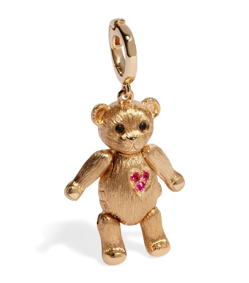 Annoushka yellow gold teddy bear charm with diamond eyes and ruby heart - British product