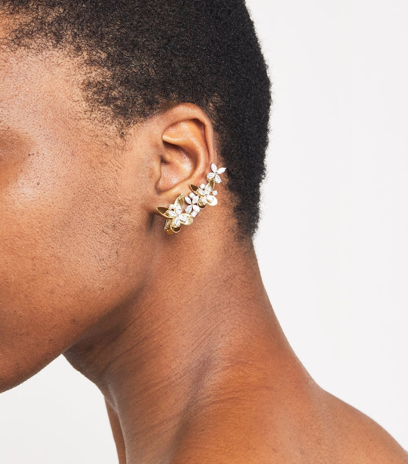 Yeprem Yellow Gold and Diamond Butterfly Earrings