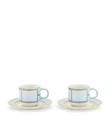 Ginori 1735 Colonna Diva Celeste Coffee Cups and Saucers Set