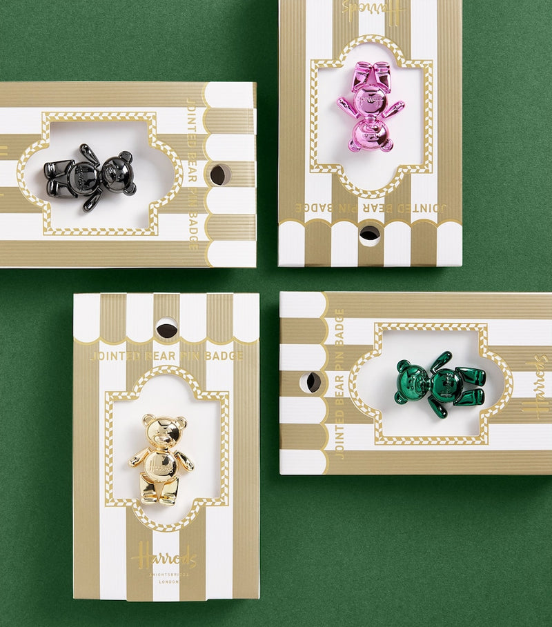 Harrods jointed bear pin badge, UK version