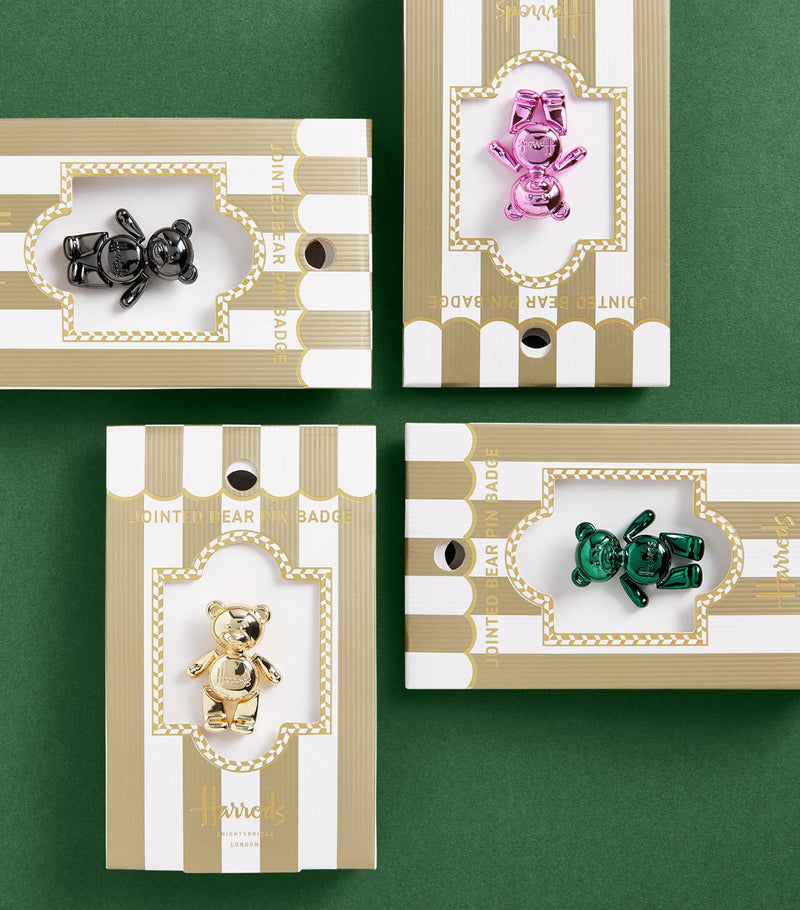 Harrods jointed bear pin badge, UK version