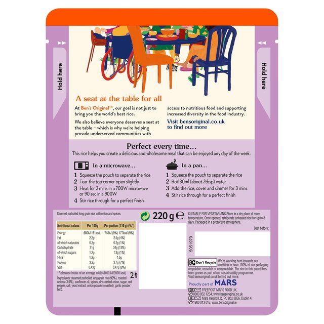 Ben's Original Indian Onion Bhaji Microwave Rice 220g - McGrocer