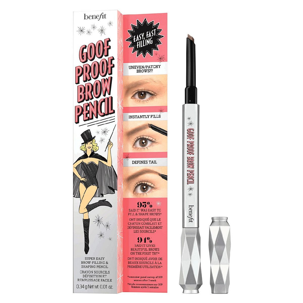 Benefit Goof Proof Brow Pencil super easy brow-filling & shaping pencil Mini - Shade 3 (Medium) - McGrocer