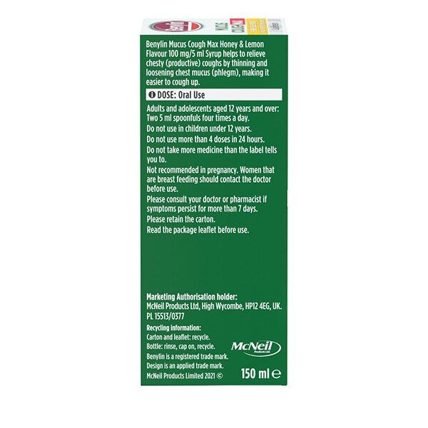 Benylin Mucus Max Honey and Lemon 150ml - McGrocer