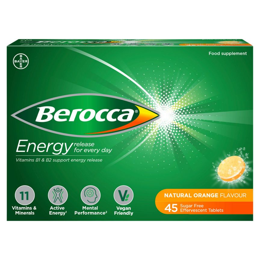 Berocca Natural Orange Flavour 45 Sugar Free Effervescent Tablets - McGrocer