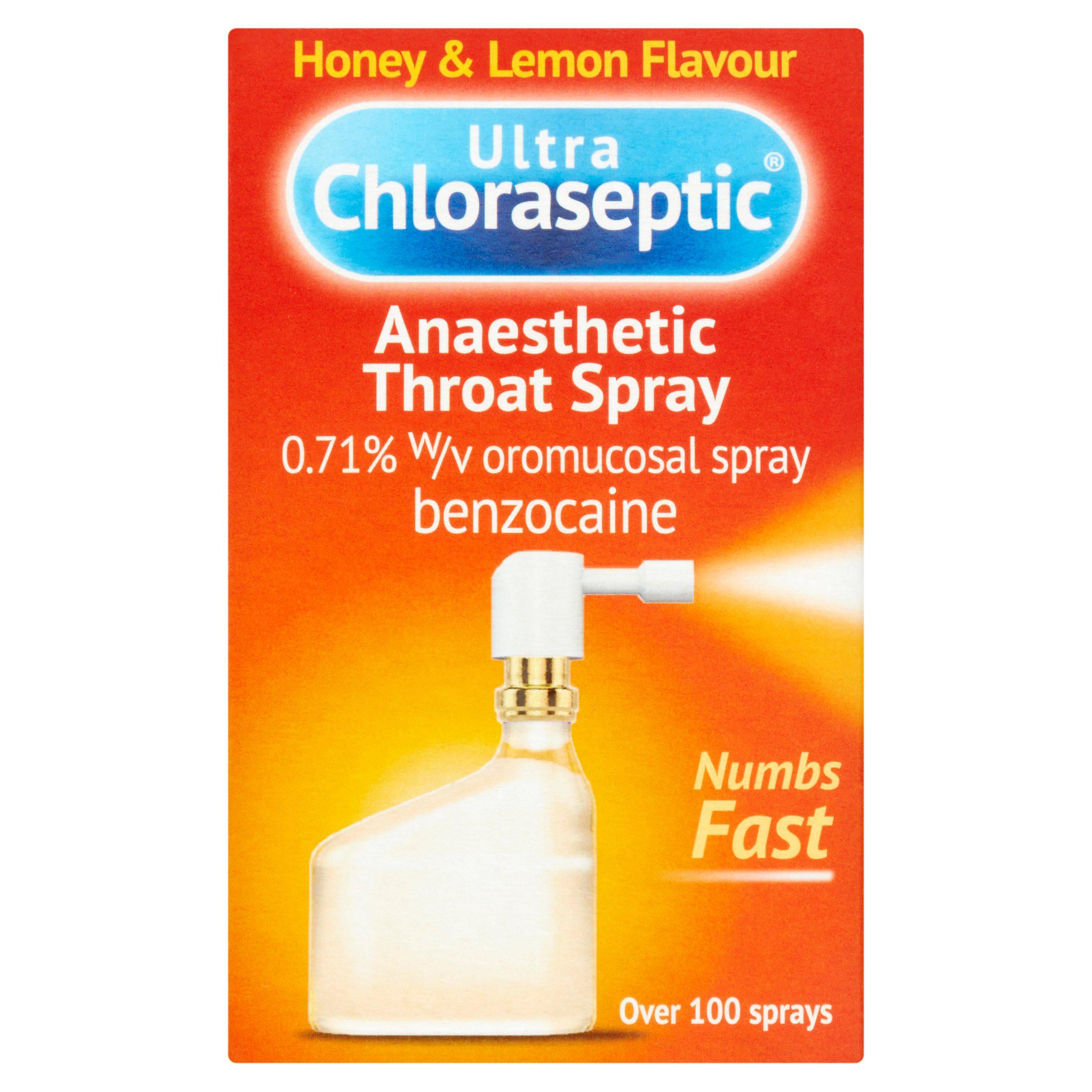 Ultra Chloraseptic Anaesthetic Throat Spray Honey & Lemon Flavour 15ml GOODS Sainsburys
