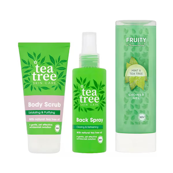 Tea Tree Body Care Bundle with Shower Gel and Scrub (British brand)