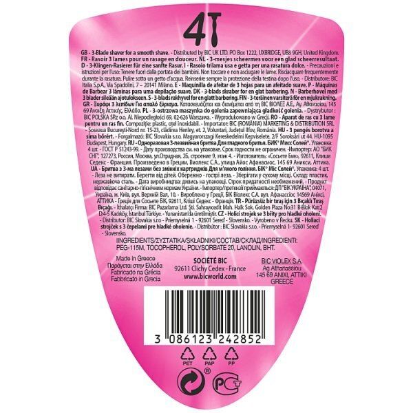 BIC Miss Soleil Triple Blade Disposable Razor - x4 - McGrocer
