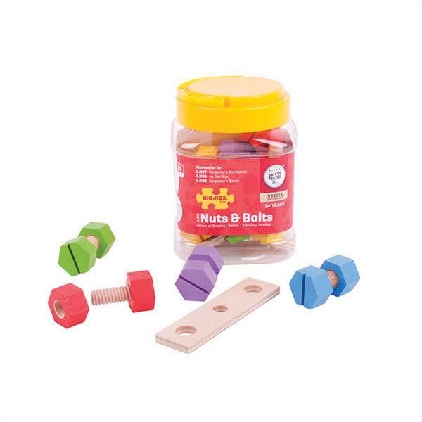 Bigjigs Toys Jar Crate of Nuts and Bolts - McGrocer