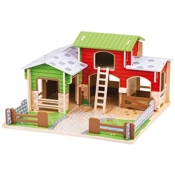 Bigjigs Toys Wooden Cobblestone Farm Playset - McGrocer