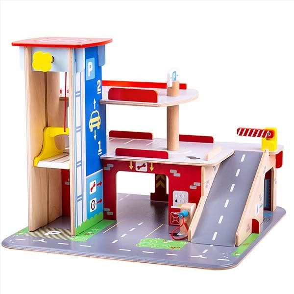 Bigjigs Toys Wooden Park and Play Garage Playset - McGrocer