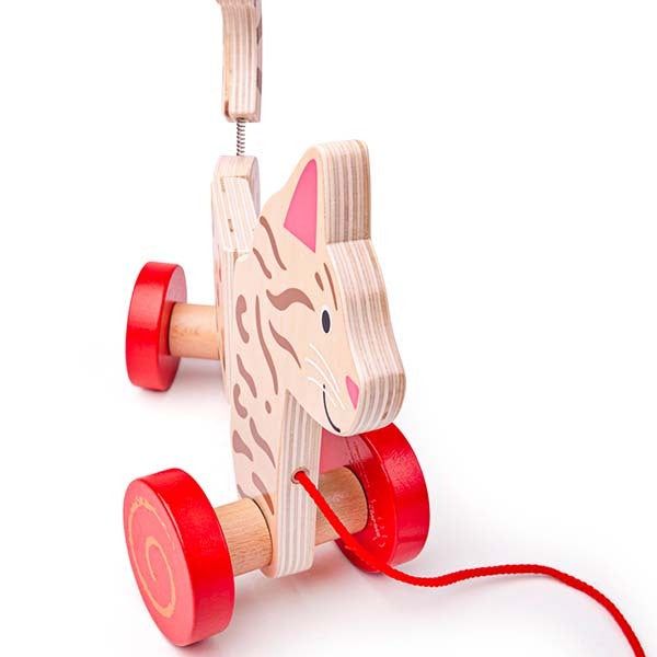 Bigjigs Toys Wooden Pull Along Cat Toy - McGrocer