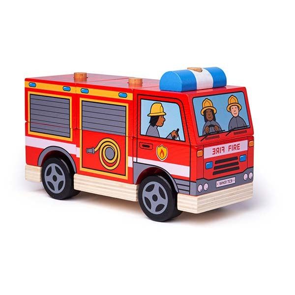 Bigjigs Toys Wooden Stacking Fire Engine Toy - McGrocer