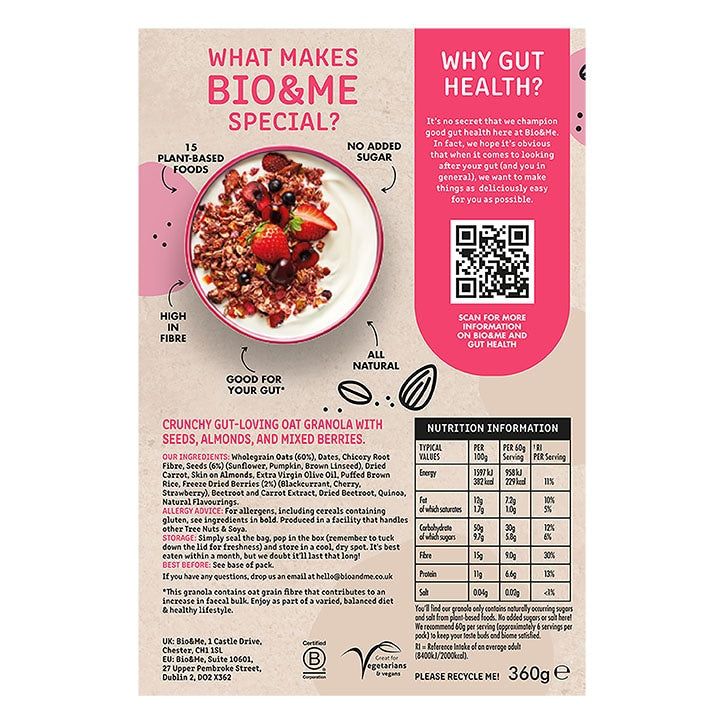 Bio & Me Cocoa & Hazelnut Protein Gut-Loving Granola 360g - McGrocer