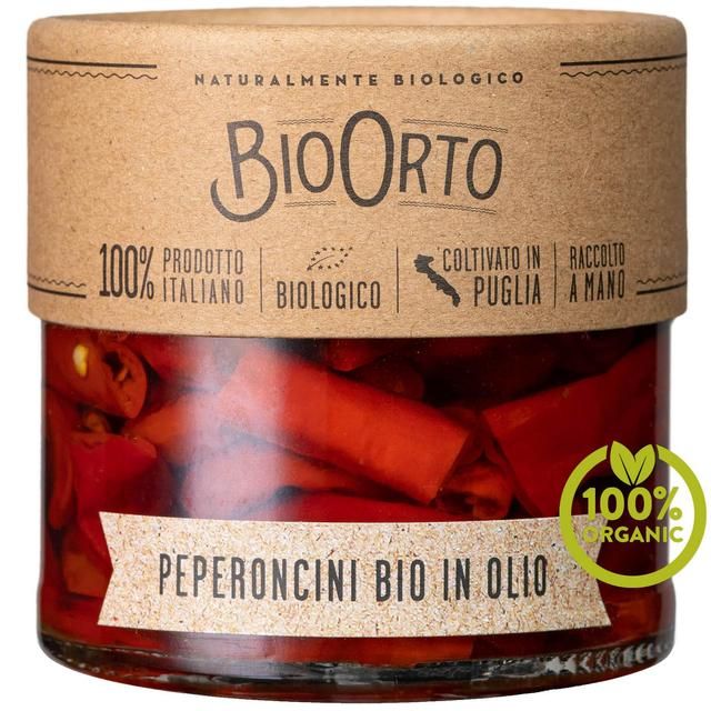 Bio Orto Organic Red Hot Chilli Peppers in Extra Virgin Olive Oil 185g - McGrocer