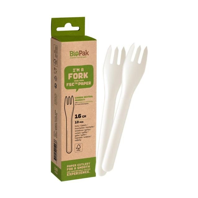BioPak White Paper Forks 10 per pack - McGrocer
