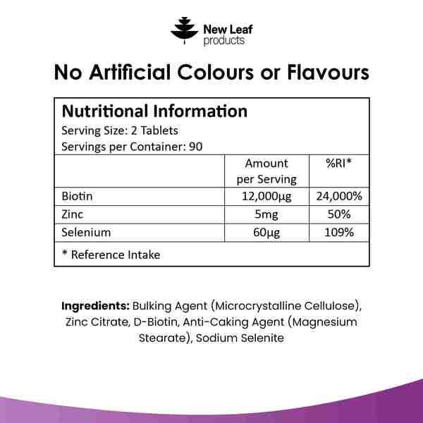 Biotin Hair Growth Vitamins 12000 mcg - With Zinc & Selenium - McGrocer