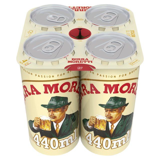 Birra Moretti Lager Beer Cans 4 x 440ml - McGrocer