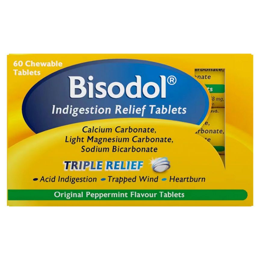 Bisodol Original Peppermint Flavour 60 Chewable Tablets - McGrocer
