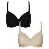 Black and Nude Smoothing T-Shirt Bras - 2 Pack - McGrocer