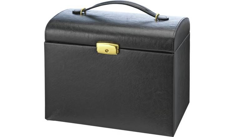 Black Faux Leather Large Three Drawer Jewellery Box - McGrocer